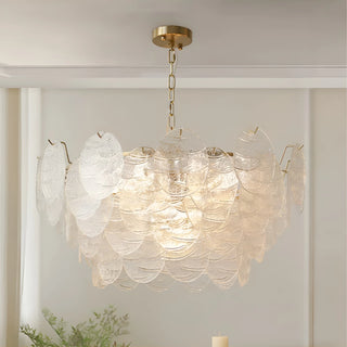 Large Virella tiered Murano glass chandelier for luxury dining room and modern interior lighting design