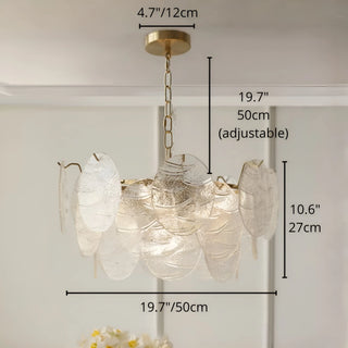 Virella small Murano glass chandelier dimensions 50cm with adjustable chain and layered textured glass discs