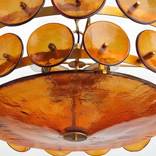 Detail of amber glass discs on Viviana Chandelier