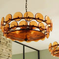 Amber Viviana Mid-Century Glass Disc Chandelier in Modern Interior