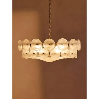 Viviana Mid-Century Glass Disc Chandelier in Clear Glass