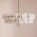 Full view of Viviana Mid-Century Glass Disc Chandelier in Clear Glass