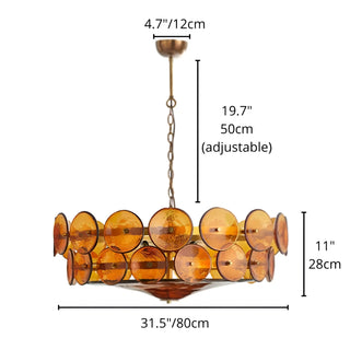 Dimensions of Viviana Mid-Century Glass Disc Chandelier 80cm