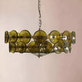 Viviana Mid-Century Glass Disc Chandelier in Olive Green
