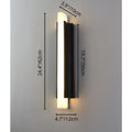 Outdoor LED wall light product dimensions labeled in inches and centimeters