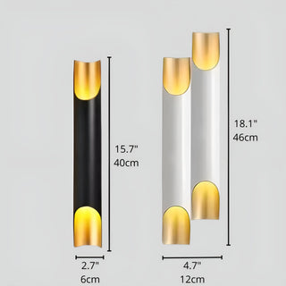 Size comparison chart of black and white wall lights – 40cm and 46cm heights