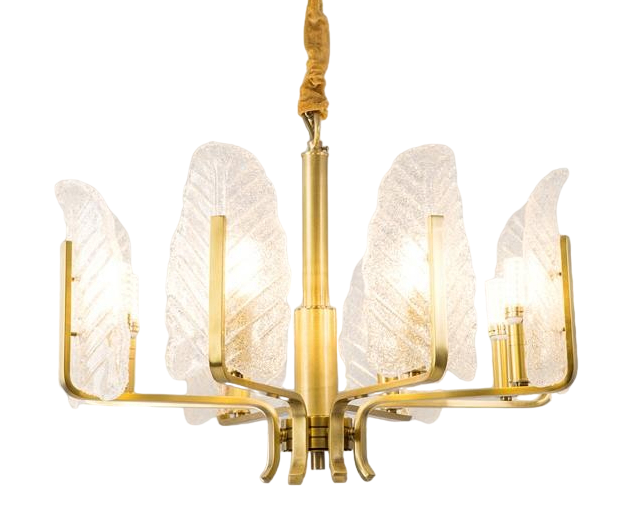 MIRODEMI® Luxury Brass Chandelier with Leaves of Frosted Glass for Living Room image | luxury lighting | luxury chandeliers