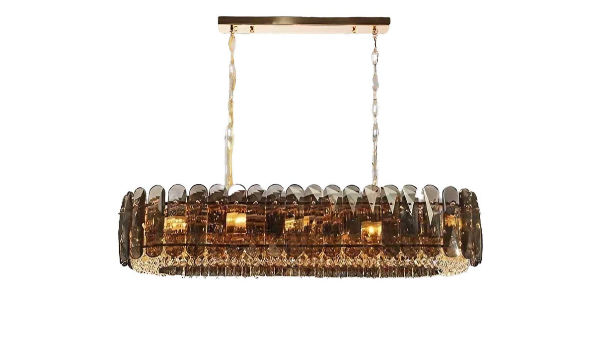 MIRODEMI® Rectangular Golden Crystal LED Chandelier for Living Room, Bedroom