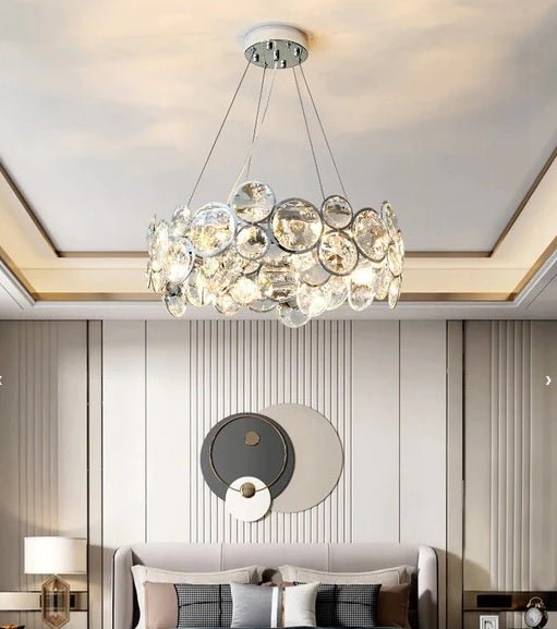 CHROME 16LT. CHANDELIER W/ CRYSTAL ACCENTS 39.4"D x 7.5"H image | luxury furniture | luxury chandelier | unique lighting