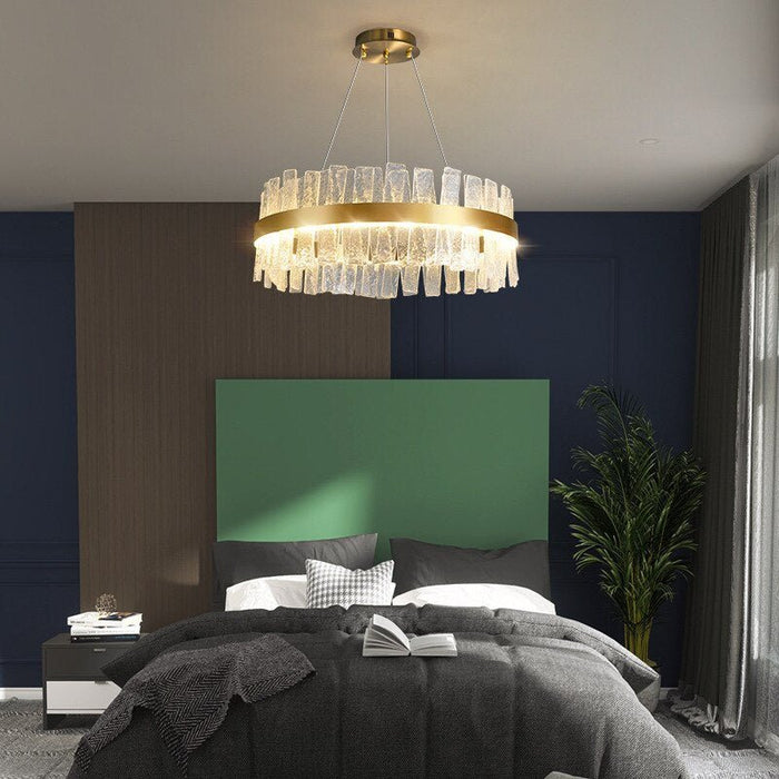 MIRODEMI® Rectangular frosted matte glass hanging Led chandelier for living room, bedroom