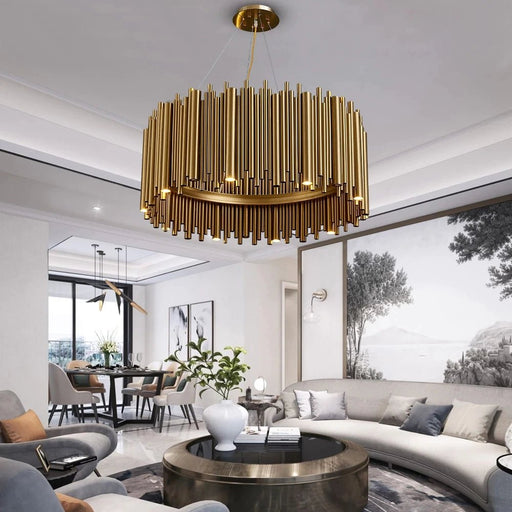 MIRODEMI® Luxury Gold Stainless Steel Round Chandelier for living room, dining room