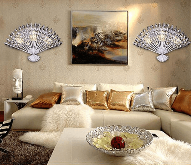MIRODEMI® Luxury Golden Crystal Wall Lamp for Bedroom, Living Room