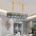 MIRODEMI® Smoky gray/Gold/Blue Frosted Glass Rectangle Crystal Chandelier Gray / L37.4*W9.8*H13.8" / Warm white, dimmable