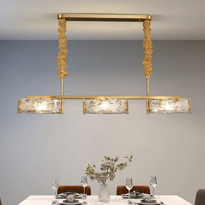 MIRODEMI® Gold Long Art Glass 3 Head Design Creative Led Luxury Chandelier