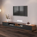 Wood Black TV Stand, Lowline Media Console with 4 Drawers