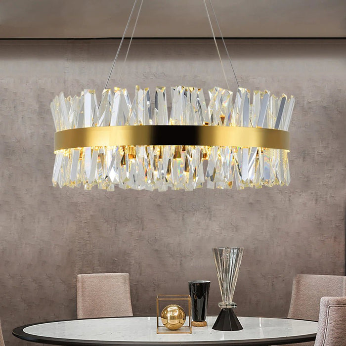 MIRODEMI® Gold/Chrome Round Crystal led Chandelier for hall, living room, bedroom