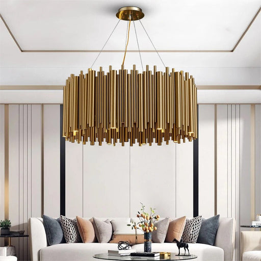 MIRODEMI® Luxury Gold Stainless Steel Round Chandelier for living room, dining room Dia11.8*H13.8" / Warm Light (3000K) / Dimmable