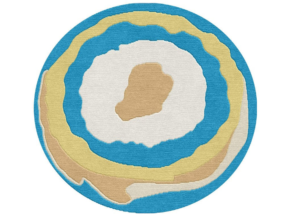 Mirodemi® Blue/Green/Grey Modern Hand-Knotted Indian Round Area Rug 3'3"x3'3" (100x100cm) / Blue