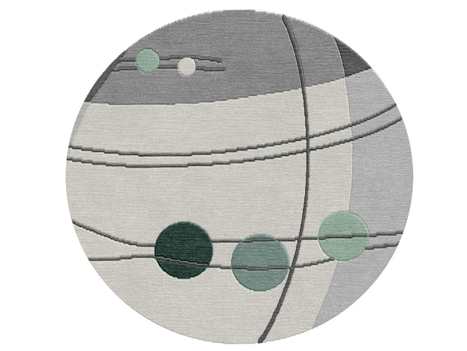 Mirodemi® Grey/Green/Beige Modern Hand-Knotted Indian Round Area Rug