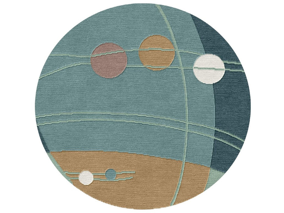 Mirodemi® Grey/Green/Beige Modern Hand-Knotted Indian Round Area Rug 3'3"x3'3" (100x100cm) / Green
