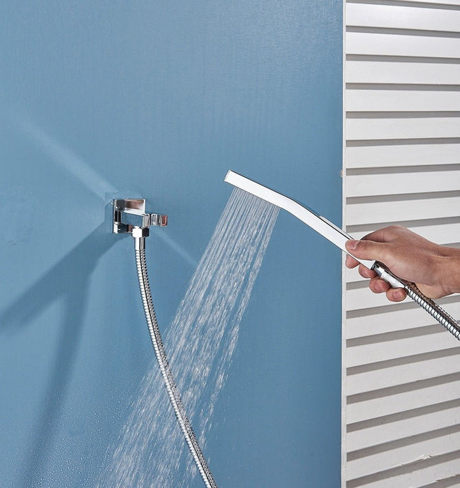 MIRODEMI® Chrome Concealed Bathroom Faucet Wall Mount Rainfall Shower Head