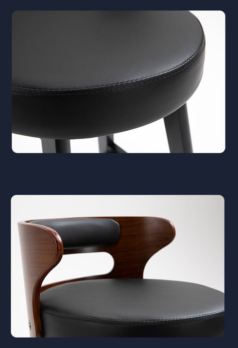 High-Leg Bar Stool with Backrest Made of Solid Wood image | luxury furniture | bar decor | bar furniture | wood stool