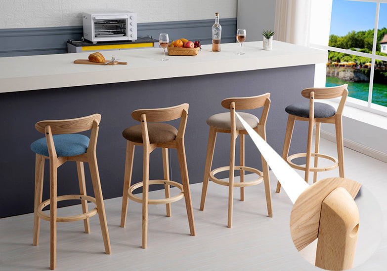 Minimalistic Nordic-Styled Bar Stool with Backrest Made of Solid Wood image | luxury furniture | wood stools | bar stools