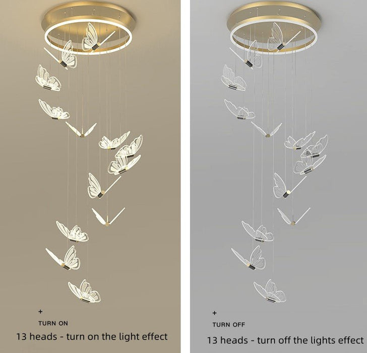 MIRODEMI® Modern LED Chandelier with Hanging Butterflies for Living Room