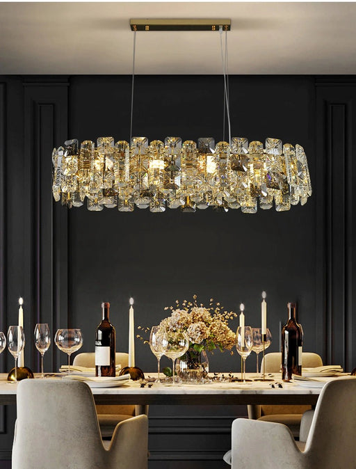 MIRODEMI® Gold Oval Luxury Crystal Hanging Chandelier for Dining Room, Kitchen Island image | luxury lighting | home decor