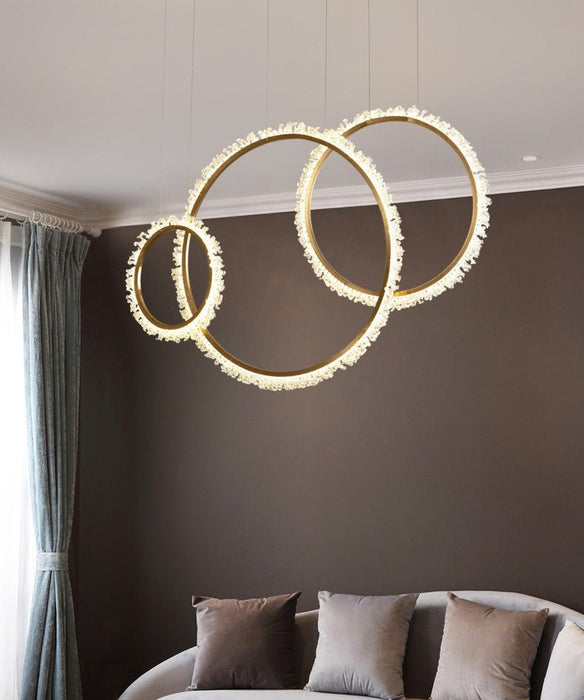MIRODEMI® Modern Crystal LED Pendant Light in the Shape of Rings for Living Room