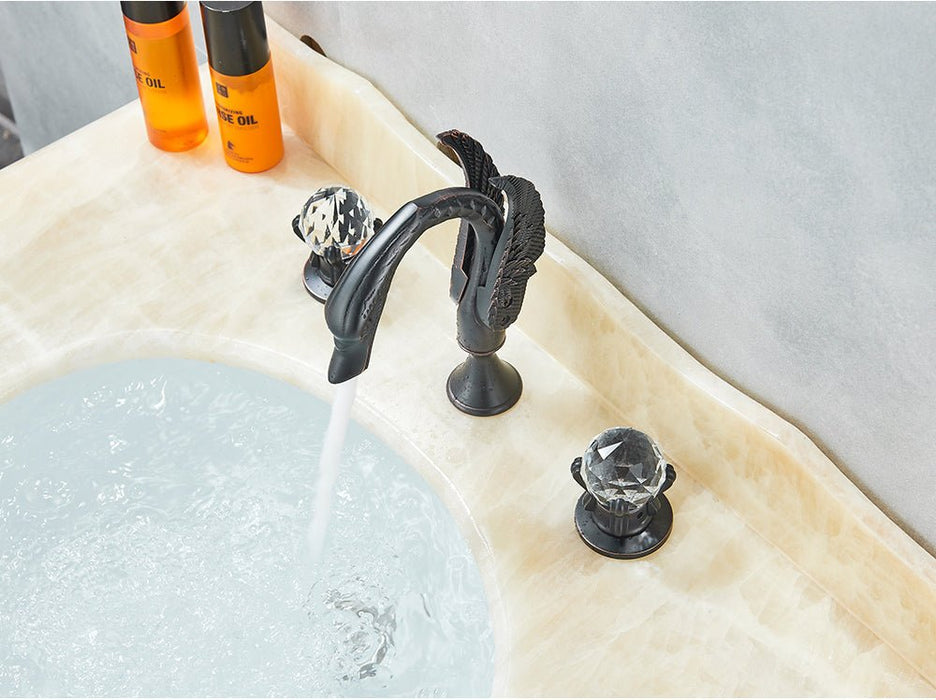 MIRODEMI® Black Swan Basin Faucet Luxury Deck Mounted Dual Crystal Handle Mixer Tap image | luxury furniture | unique faucet