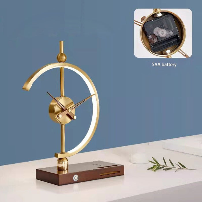 MIRODEMI® Gold LED Table Lamp with Clock & Wireless Charger