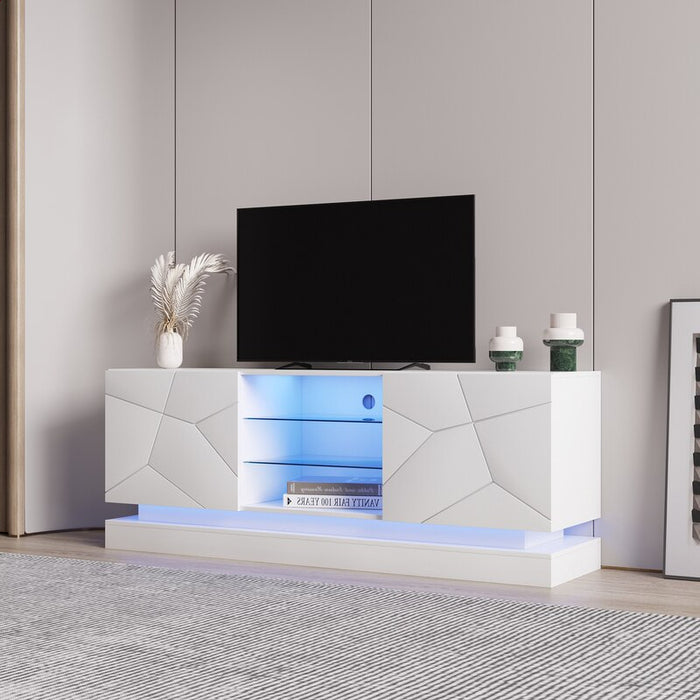 Entertainment Center Media Console with LED Lights and Storage Drawers