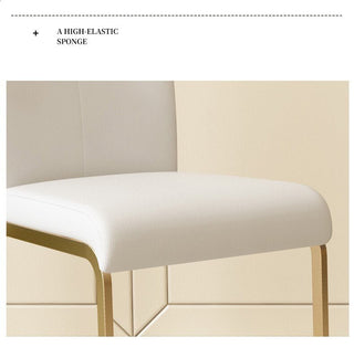 White dining side chair, PU leather with gold-tone iron legs, ideal for the dining room