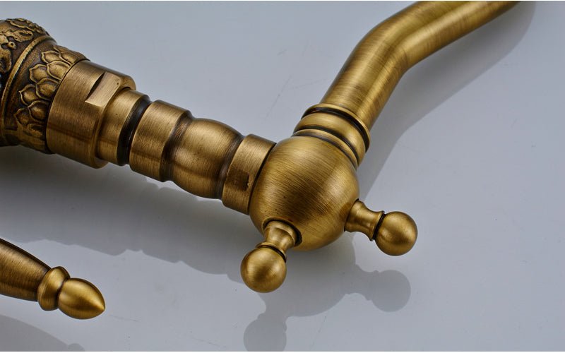 MIRODEMI® Antique Black/Bronze Brass Bathroom Sink Faucet Single Handle Hot/Cold Water