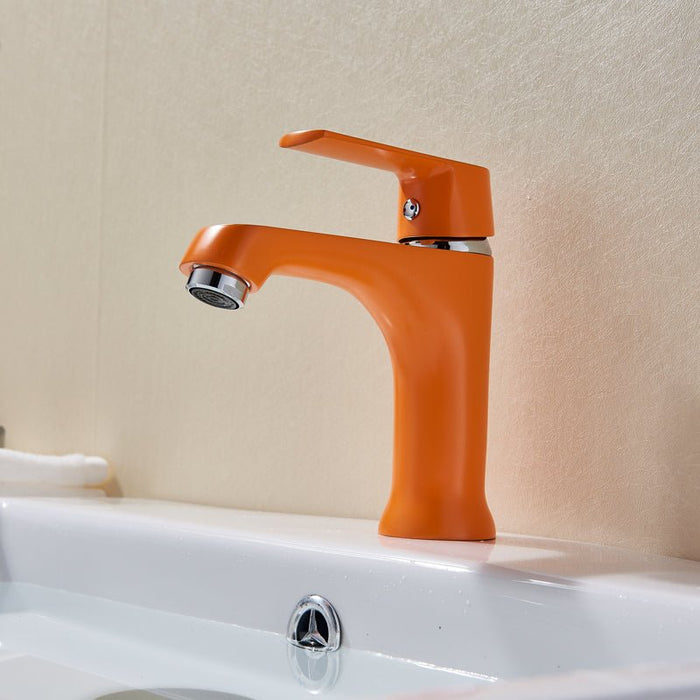 MIRODEMI® Green/White/Orange Bathroom Sink Faucet Deck Mounted Hot And Cold Water