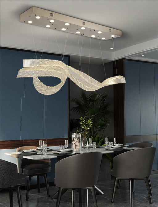 MIRODEMI® Creative LED Chandelier in the Shape of Ribbon for Dining Room, Living Room Cool Light / Dimmable / Gold / L39.4" / L100.0cm