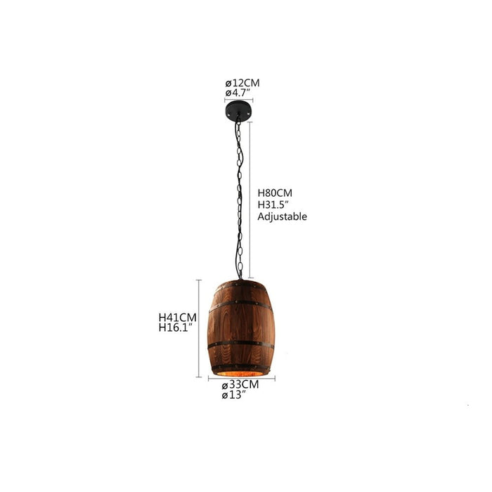 MIRODEMI® American modern nature loft wood Wine barrel hanging vintage pendant lights for restaurant, cafe, bar Dia13''