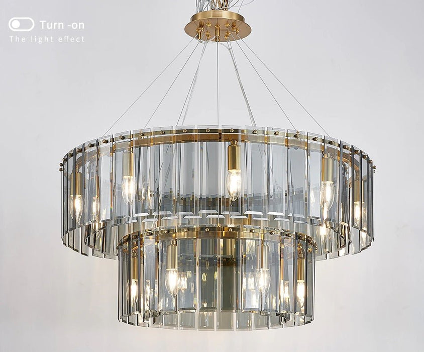 MIRODEMI® Double frosted glass suspension luminaire modern Round chandelier