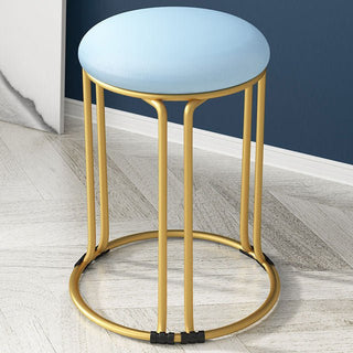 Nordic Suede and Leather Stacked Dining Round Stool image | luxury furniture | luxury stools | luxury leather stools