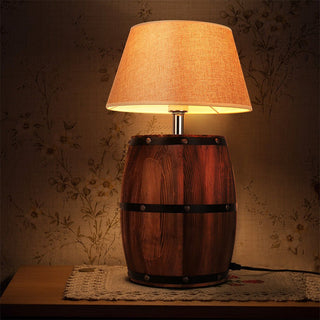 Mirodemi® Industrial Wood Wine Barrel LED Table Lamp For Bedroom, Bar