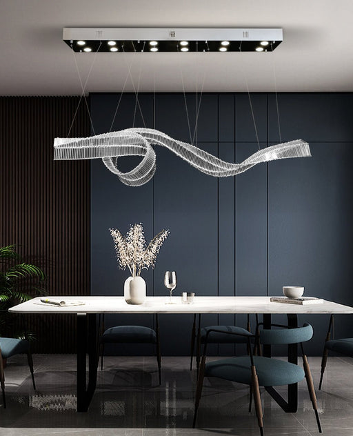 MIRODEMI® Creative LED Chandelier in the Shape of Ribbon for Dining Room, Living Room Cool Light / Dimmable / Silver / L39.4" / L100.0cm