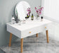 Simple Wooden Dressing Table with Storage and Round Mirror image | luxury furniture | luxury dressing tables | makeup tables