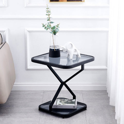 Round/Square Tempered Glass Small Side Table with Iron Legs image | luxury furniture | luxury side tables | glass side tables