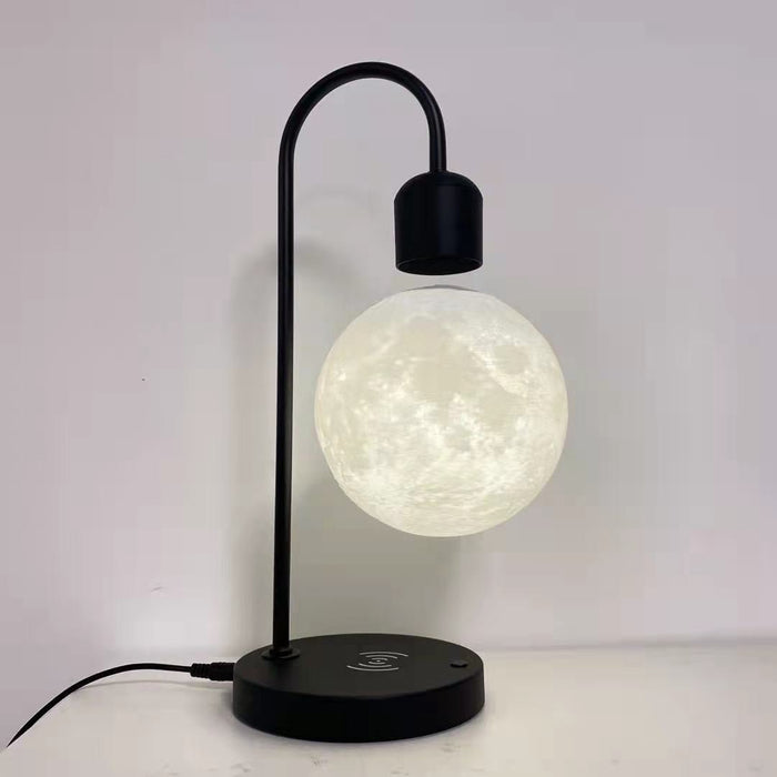 MIRODEMI® Creative Silver/Black Iron 3D Levitating Moon LED Table Lamp