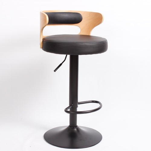 Minimalistic Black Leg Leather Bar Chair