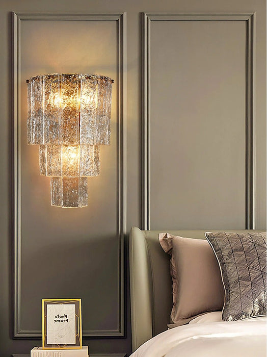MIRODEMI® Gold/Blue Frosted glass Wall Lamp for bedroom, living room, Dining room C / W10.2*H15" / Warm White (2700-3500K)