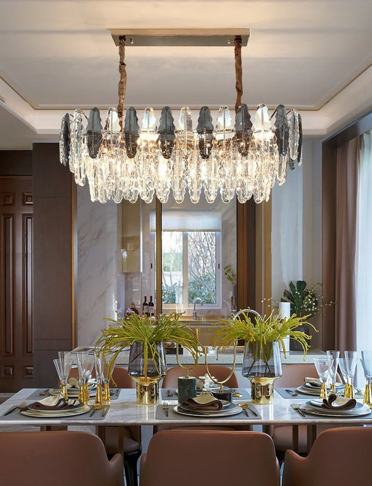 MIRODEMI® Rectangle Gold Crystal Shine Chandelier For Living Room, Kitchen L42.5*W17.7*H11.8" / Warm White / Dimmable
