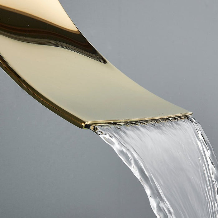 MIRODEMI® Gold Rainfall Shower Faucet Digital Display Wall Mounted Mixer Tap