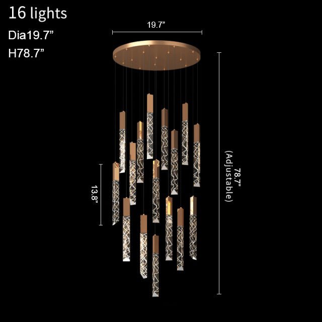 MIRODEMI® Luxury long LED chandelier for staircase, living room, dining room, stairwell